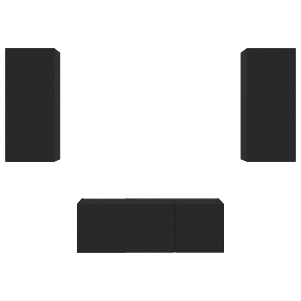 7-Delige Tv-Wandmeubelset Met Led Bewerkt Hout