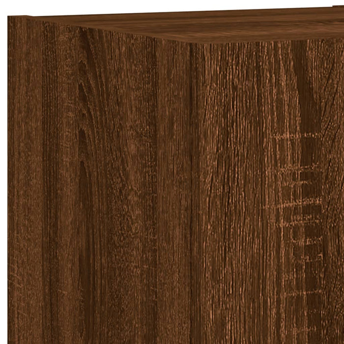 4-Delige Tv-Wandmeubelset Met Led Bewerkt Hout Bruineikenkleur