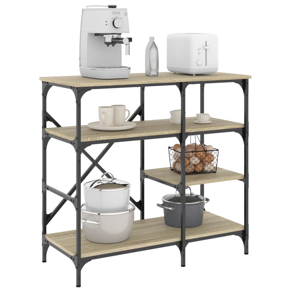 Bakkersrek 90X40X84 Cm Bewerkt Hout En Metaal Sonoma Eiken