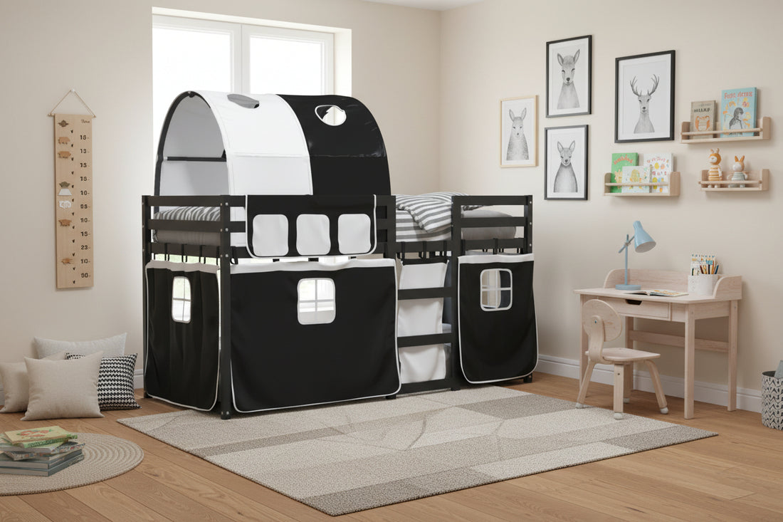 Stapelbed Met Gordijnen Grenenhout