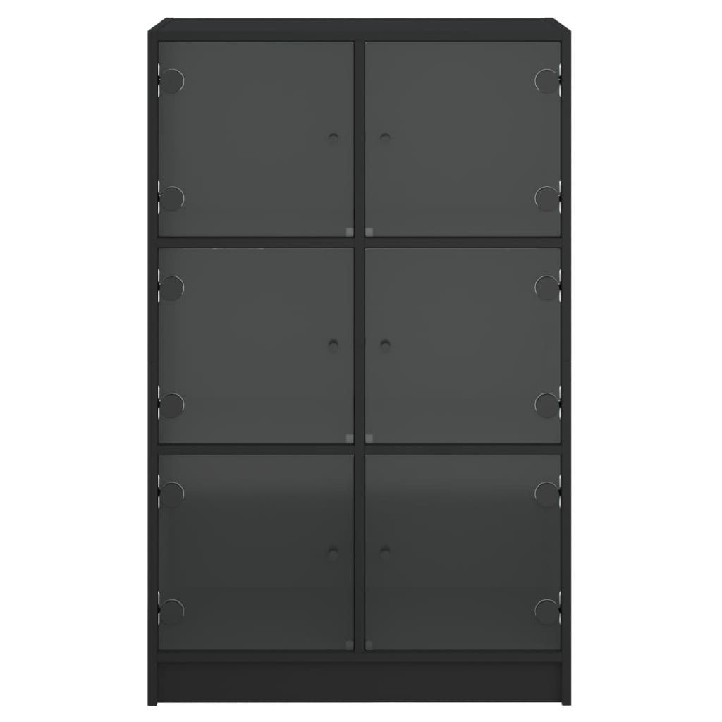 Hoge Kast Met Deuren 68X37X109 Cm Bewerkt Hout Zwart