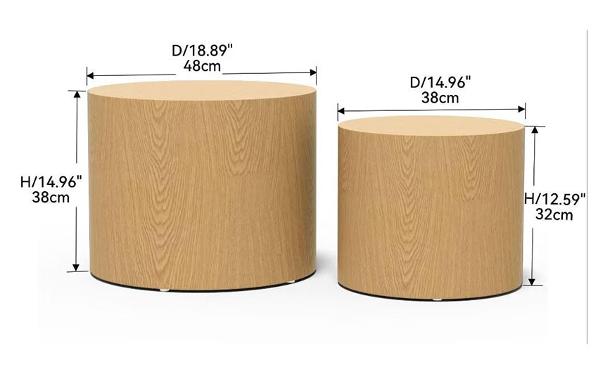 Ronde houten salontafel set van 2