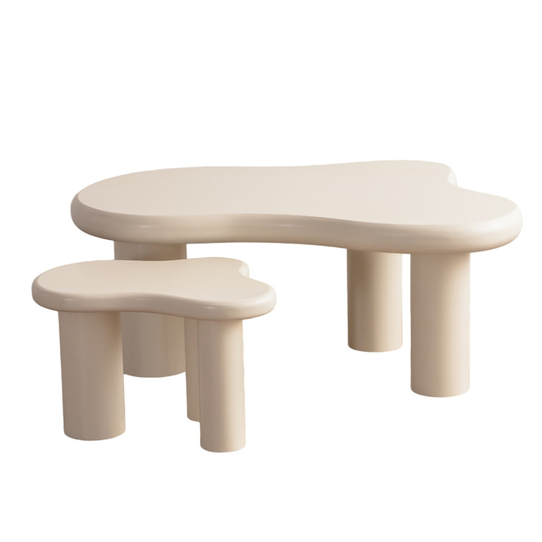 Liora Cloud salontafel – organische wolkvorm crème, in 2 maten — E-woodproducts