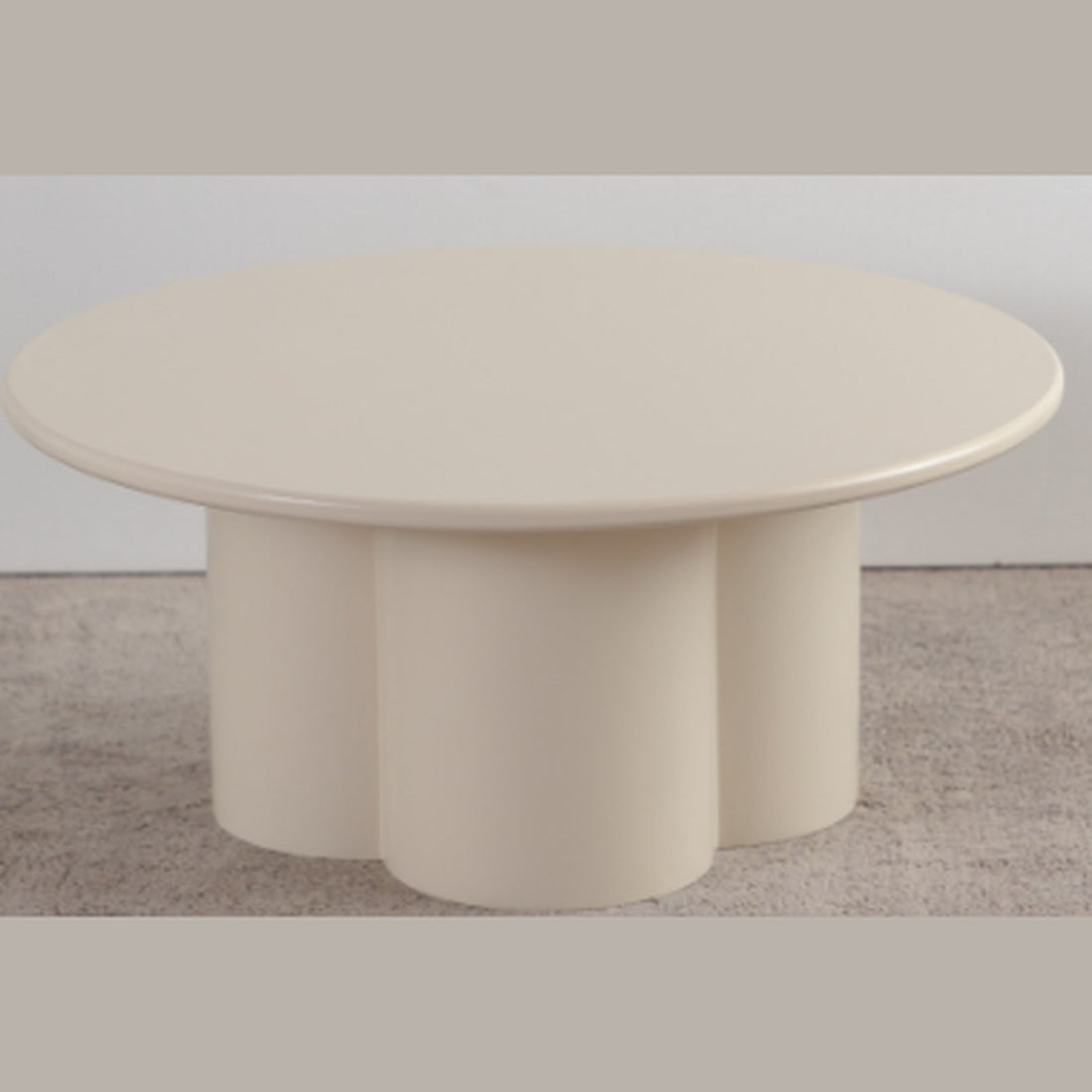 Liora salontafel – hoogglans met klaverbladvoet, Ø80 × 35 cm — E-woodproducts