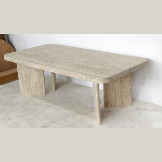 Travertino salontafel rechthoekig – travertijnlook, 120 × 60 × 40 cm — E-woodproducts