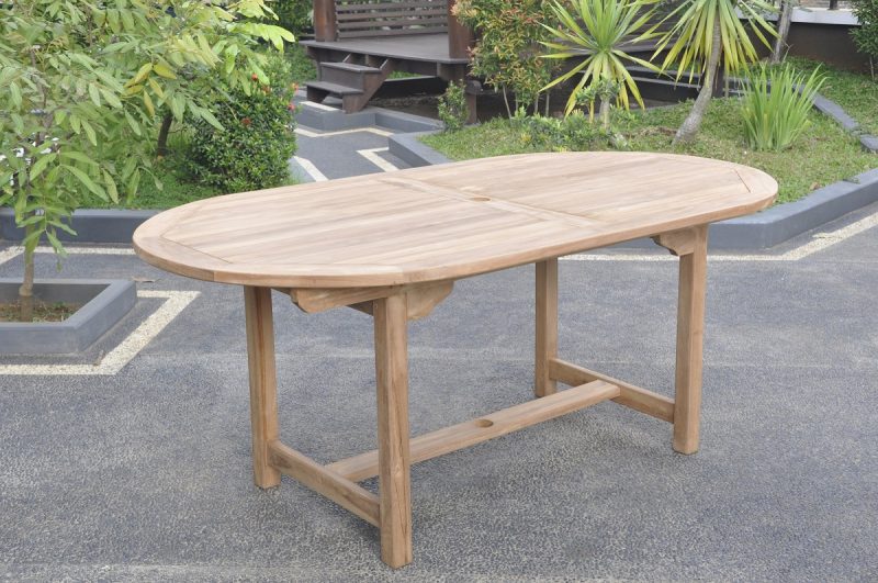 Ovale teak tuintafel 180 × 100 cm — E-woodproducts
