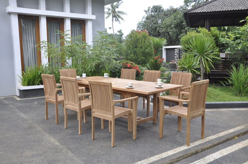 Uitschuifbare teak tuintafel 180/240 × 120 cm – 4 cm dik blad — E-woodproducts