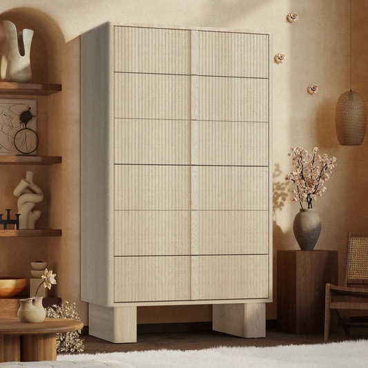 Luxe Hoge Ladekast met 6 Laden-130 cm