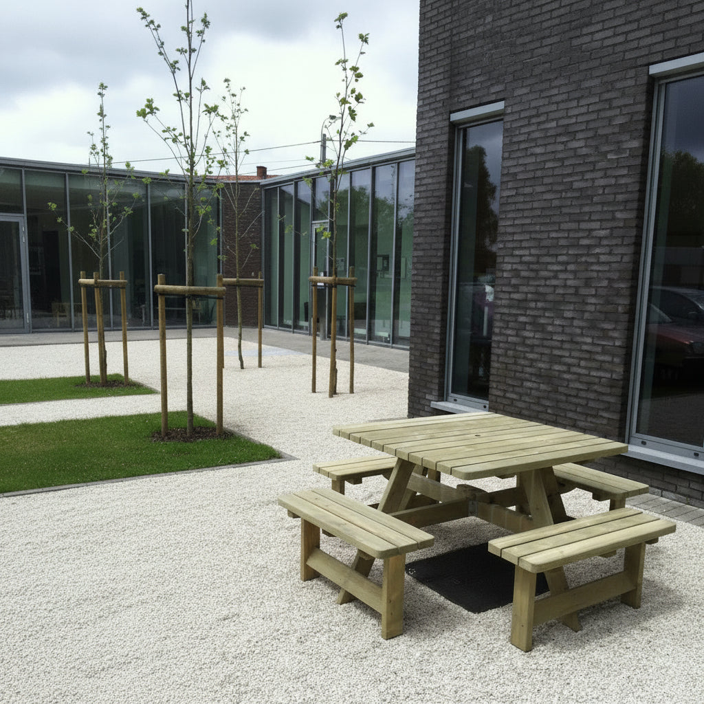 Picknicktafel vierkant 200 cm x 200 cm KING ® / 4cm dikte – Vuren – foto 3