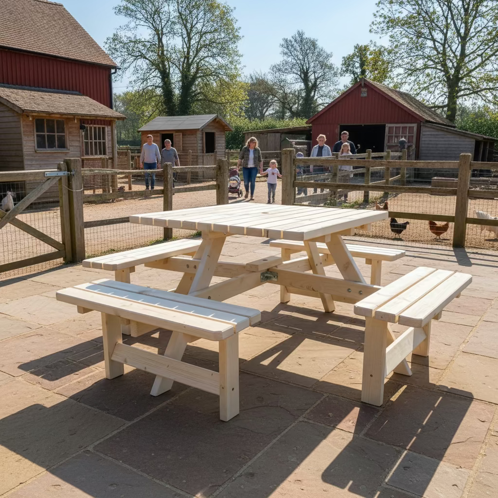 Vierkante Picknicktafel - 200 x 200 cm - natuur