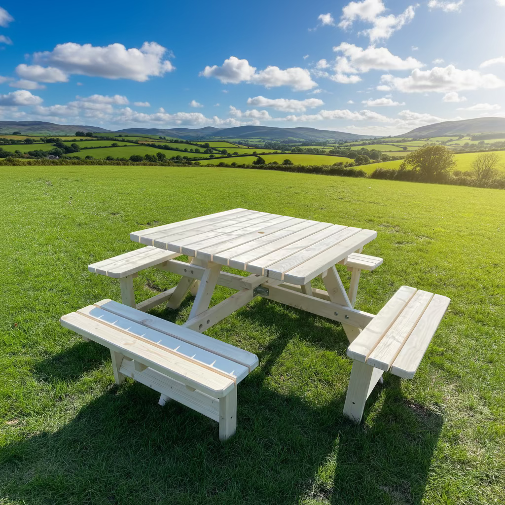 Vierkante Picknicktafel - 200 x 200 cm - natuur