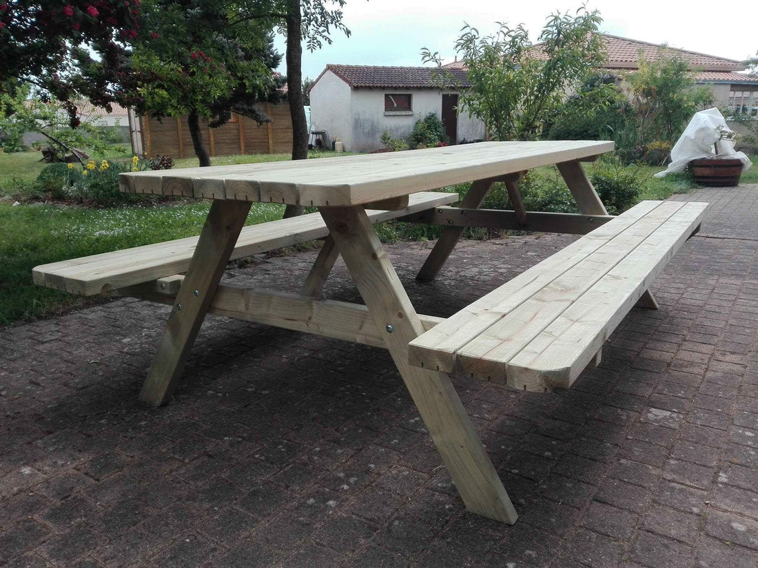 Picknicktafel 240 cm royal KING ® / 4.5 cm dikte – Vuren – foto 6