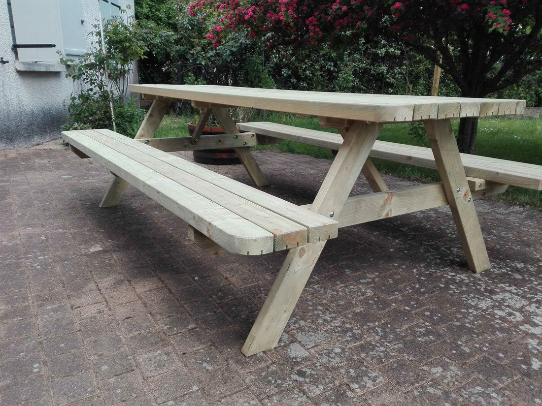 Picknicktafel 240 cm royal KING ® / 4.5 cm dikte – Vuren – foto 5
