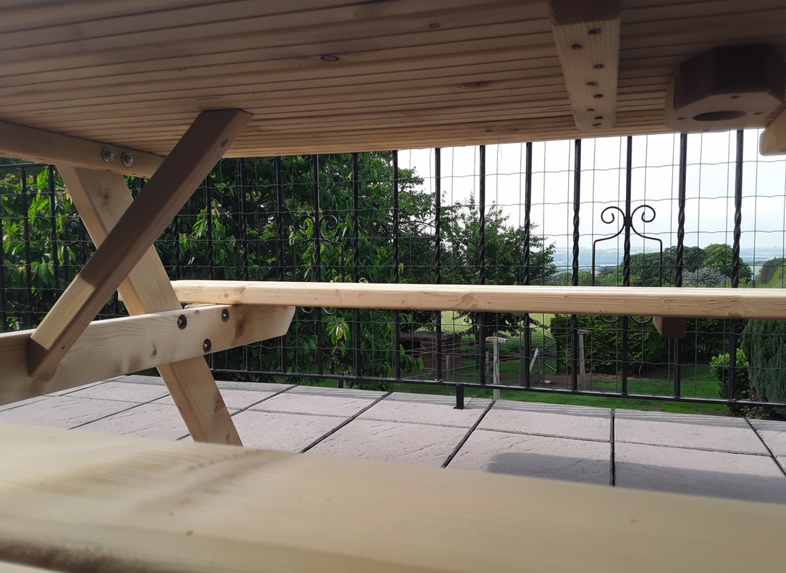 Picknicktafel 240 cm KING ® / 4 cm dikte – Vuren – foto 4