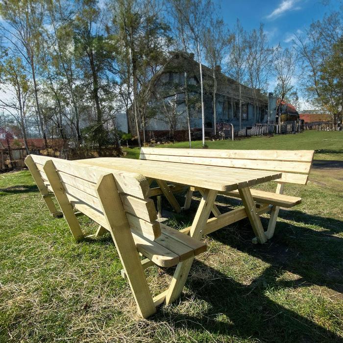 Picknicktafel 300 cm KING met 2 rugleuningen — tweede keuze — E-woodproducts