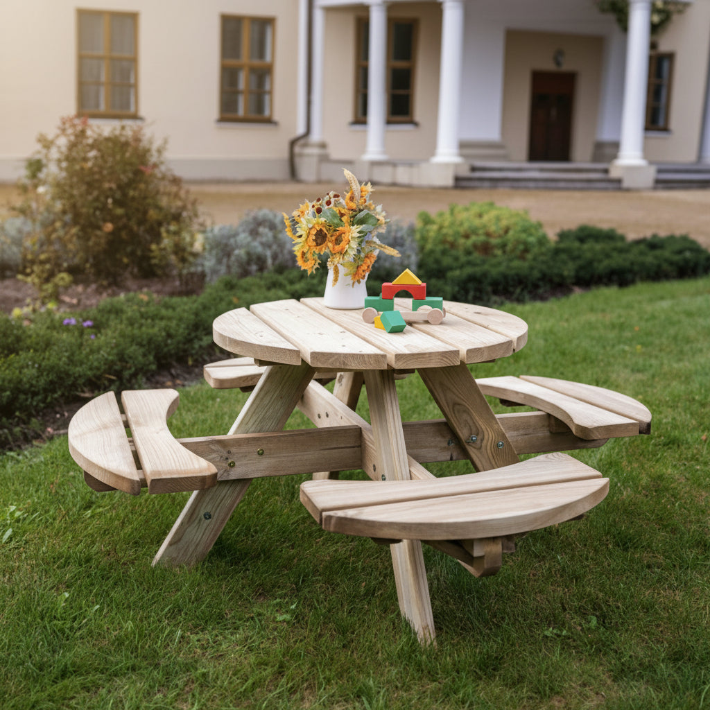 Weerbestendige kinderpicknicktafel met afgeronde hoeken