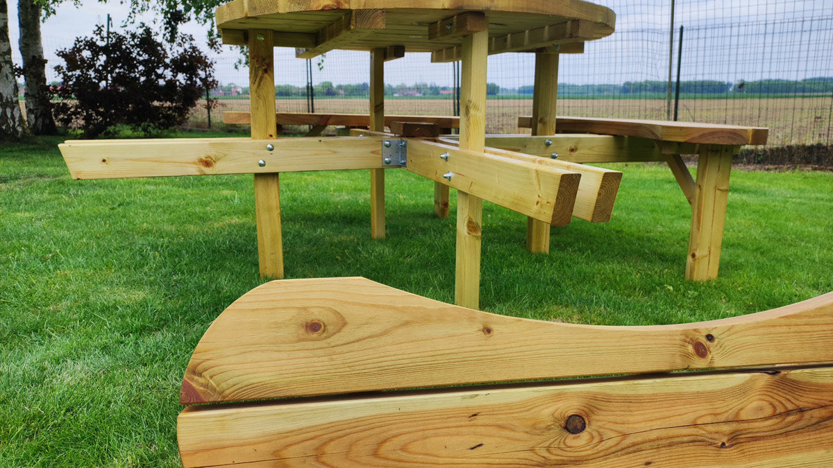 Ronde picknicktafel xxl royal KING ® | 45mm plankdikte | 195 x 195 cm – Vuren – foto 5