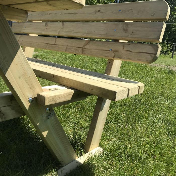 Rugleuning 240 cm KING ® picknicktafel – Vuren – foto 3