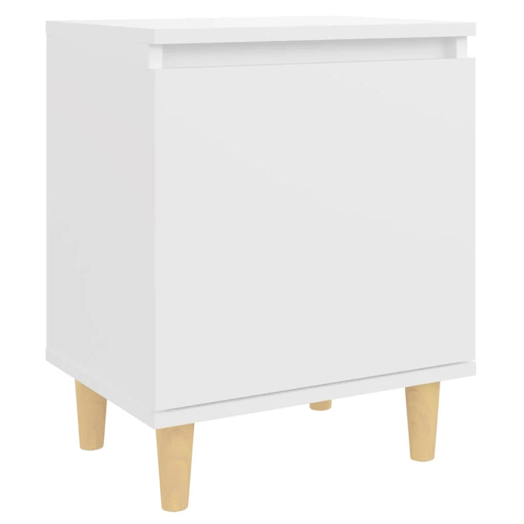 Table de chevet de style scandinave en blanc, 40x30x50 cm - Bois massif avec espace de rangement