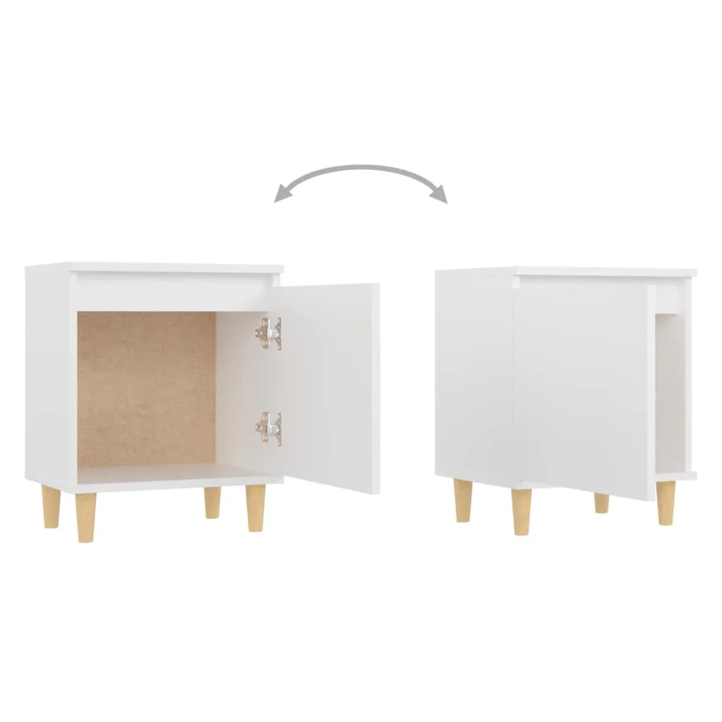 Table de chevet de style scandinave en blanc, 40x30x50 cm - Bois massif avec espace de rangement