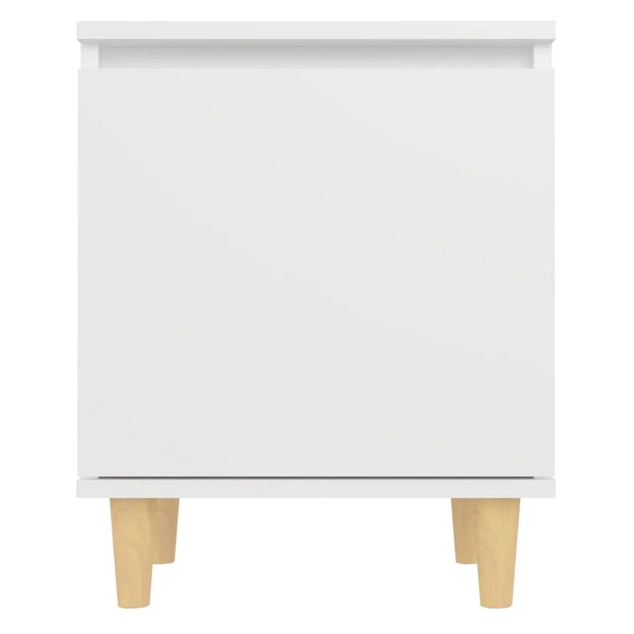 Table de chevet de style scandinave en blanc, 40x30x50 cm - Bois massif avec espace de rangement