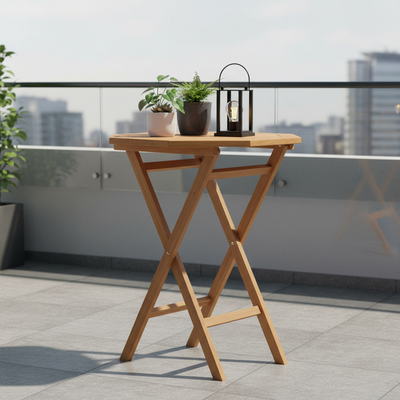Achthoekige tafel op balkon