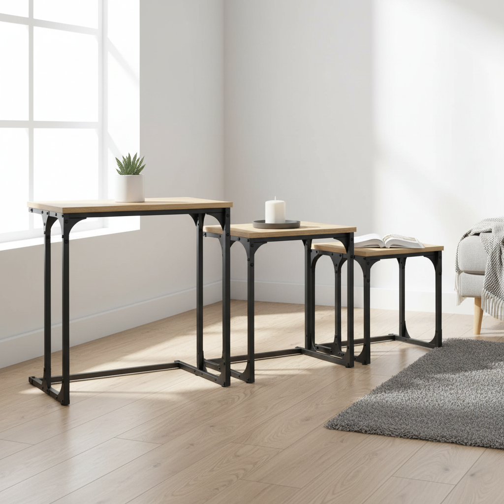 Alle 3 sidetables in Scandinavische woonkamer