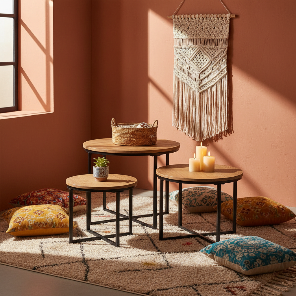 Alle 3 tafels in bohemian ruimte