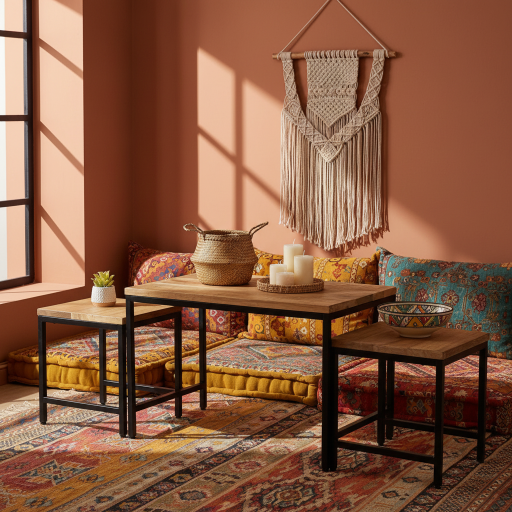 Alle 3 tafels in bohemian ruimte