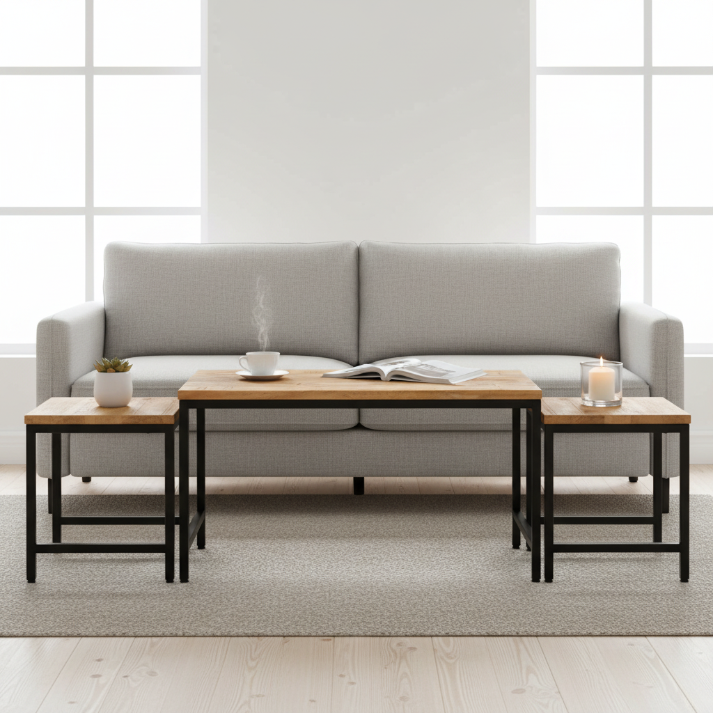 Alle 3 tafels in Scandinavische woonkamer