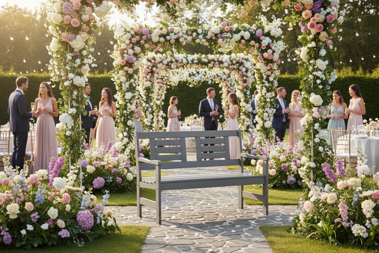 Banc de jardin 120 cm Amélie 2 places Gris Foncé