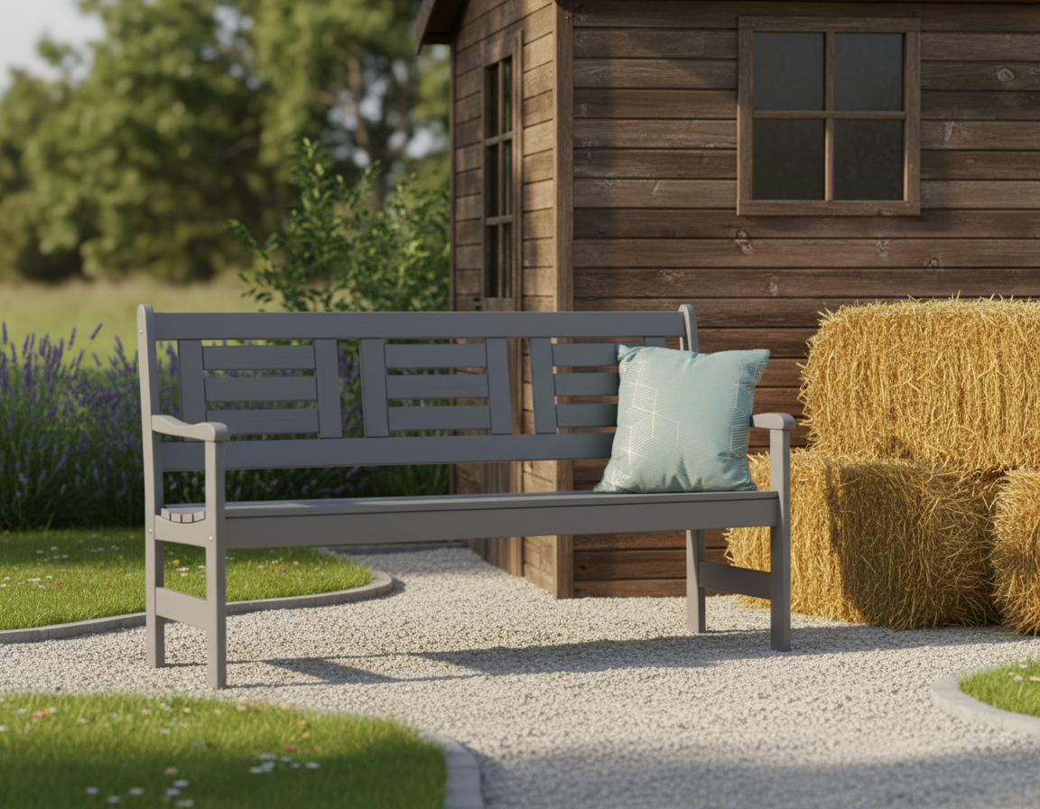 Banc de jardin 155 cm Amélie 3 places gris foncé