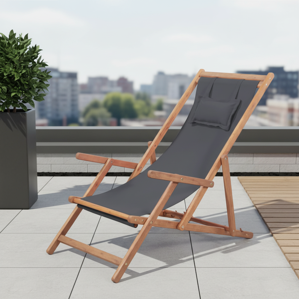 Antraciet strandstoel