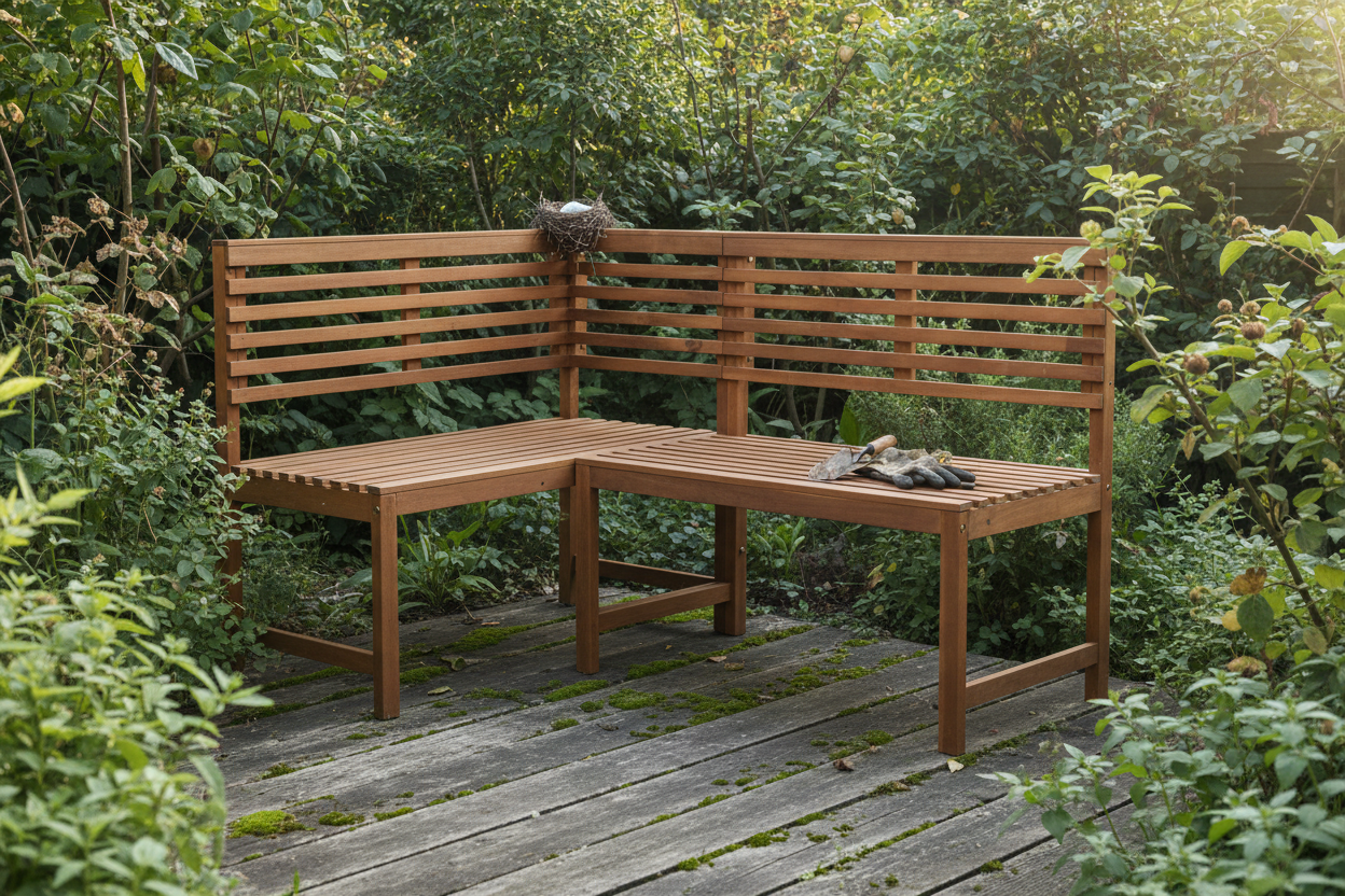 Authentic backyard with weathered deck