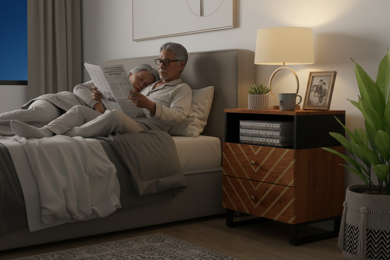 Aziatisch ouder stel 's avonds