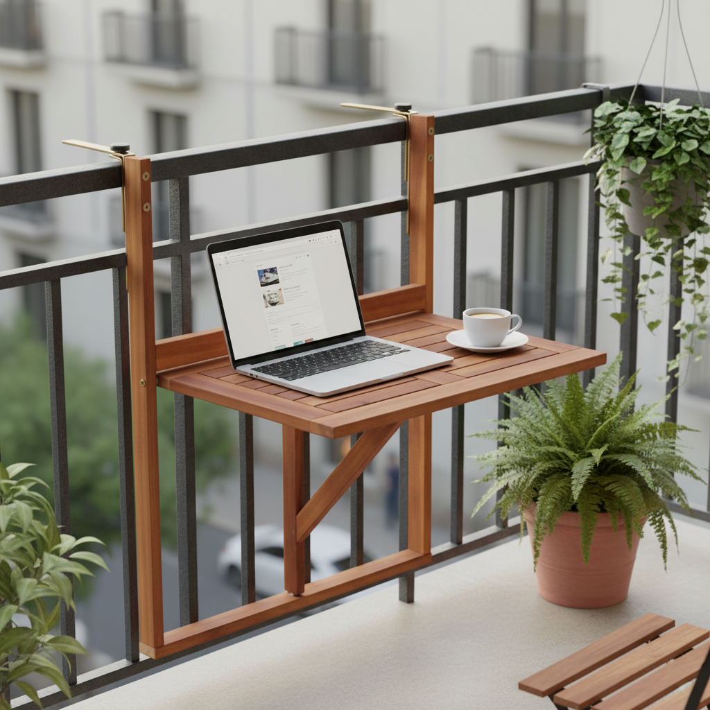 Balkontafel correct gemonteerd als werkplek