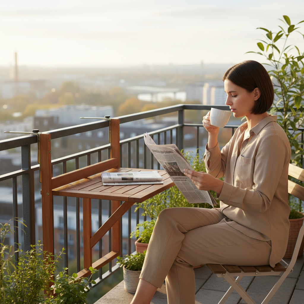 Balkontafel correct gemonteerd met persoon