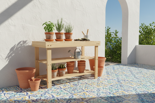 Bamboe rek op zonnig terras