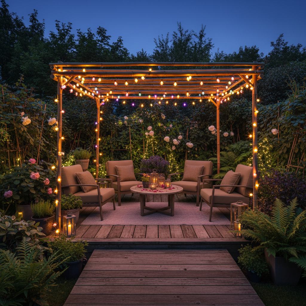 Bamboo Pergola Garden Party Setting