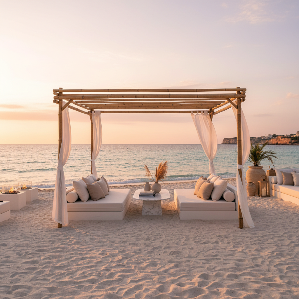 Bamboo Pergola Ibiza Beach Setting