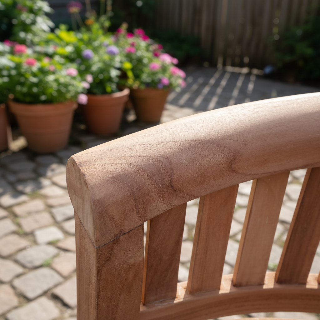 Teak Banana Bench – Tekora (160 cm) | Volledig handgemaakt & gemonteerd geleverd