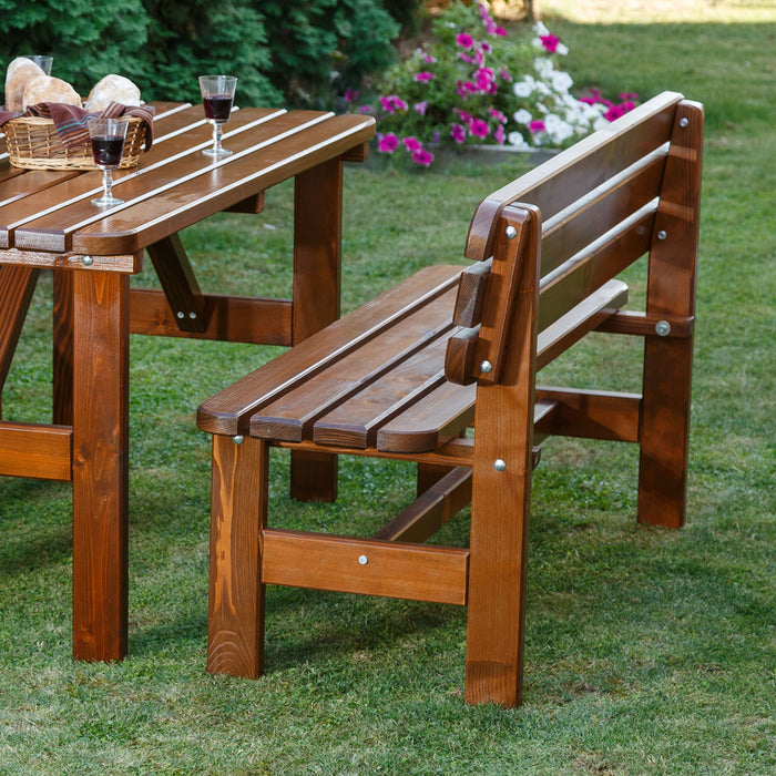 LUX Gartentischset aus Holz dunkelbraun 150 cm (KING ®)