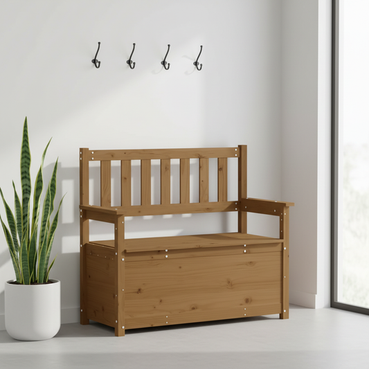 Bankje honingbruin in minimalistische hal