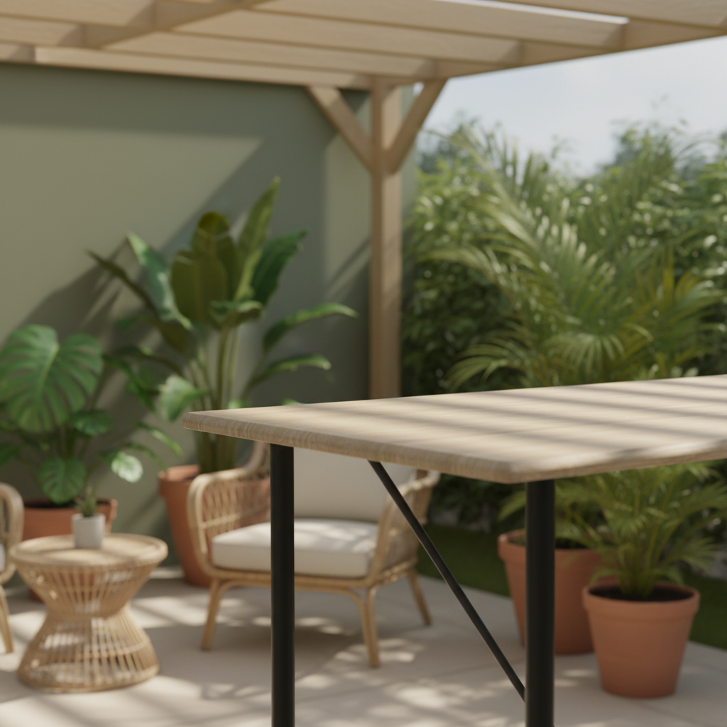 Bartafel onder pergola - detail