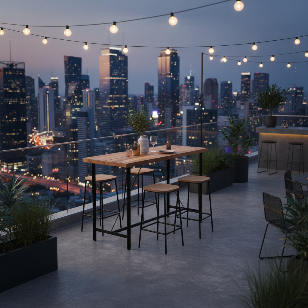 Bartafel op dakterras