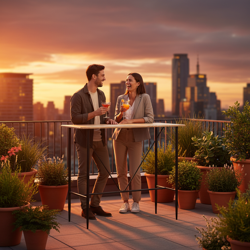Bartafel op modern dakterras