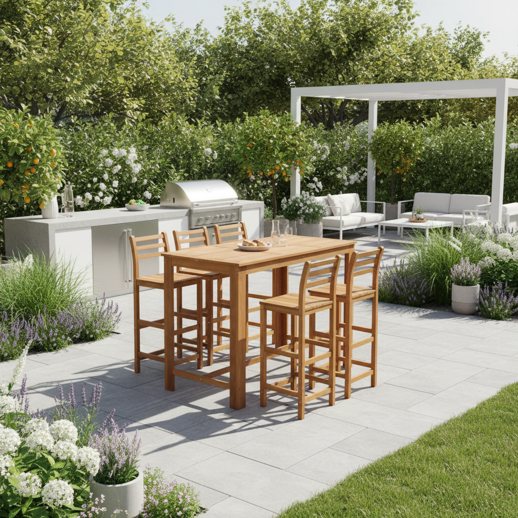 Bartafelset in ruime tuin met buitenkeuken