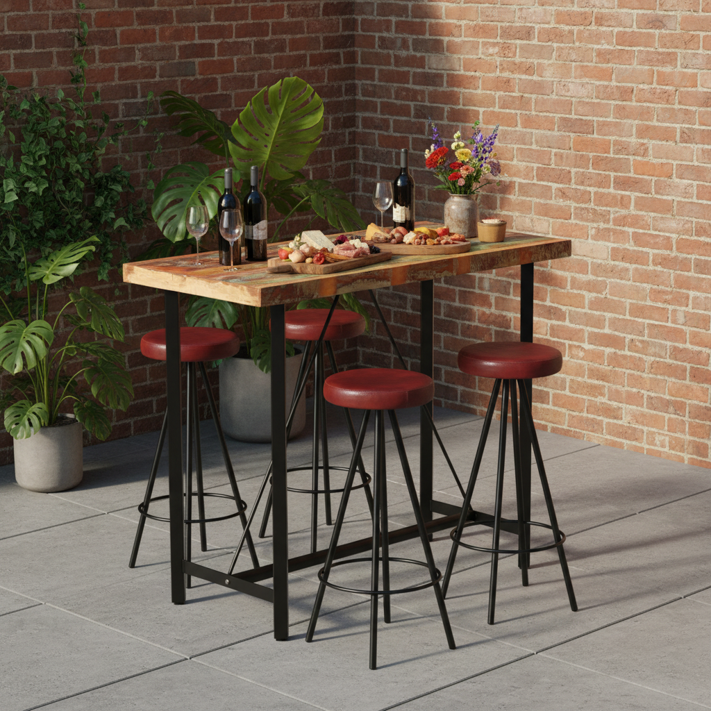 Bartafelset met 4 stoelen - gestyled op patio