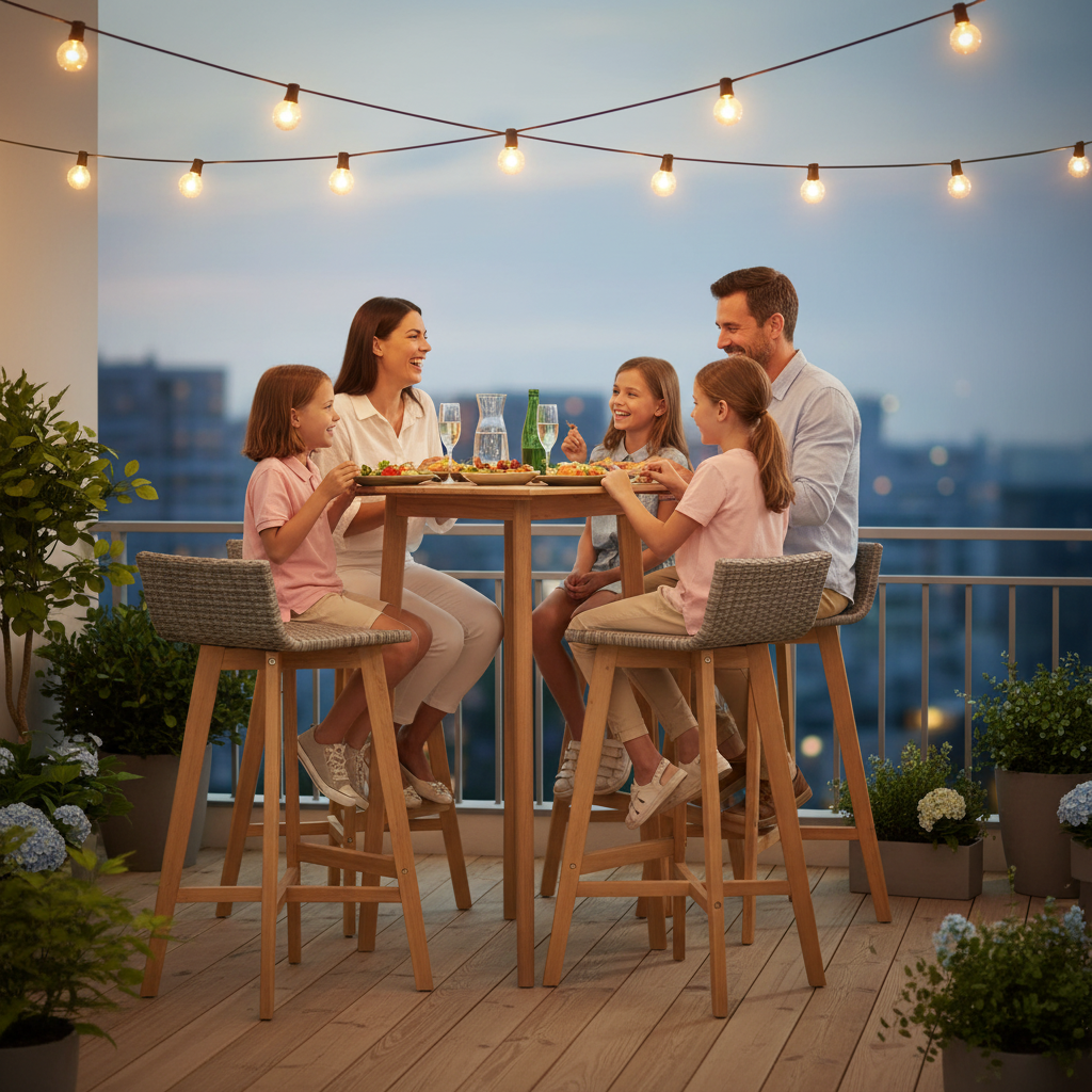 Bartafelset met 4 stoelen op balkon