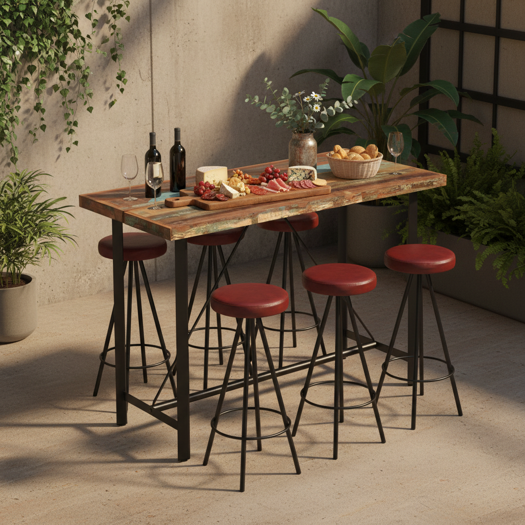 Bartafelset met 6 stoelen - gestyled op patio